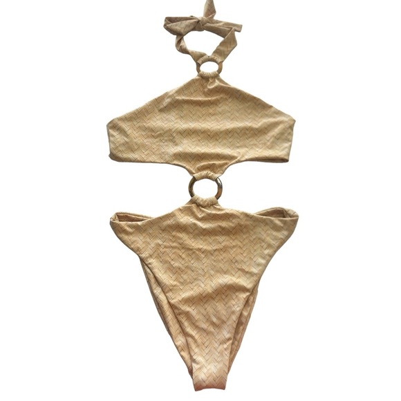 SAME LOS ANGELES Medium Olivia One Piece Swimsuit in Basket Weave Cutout Halter - Picture 4 of 12